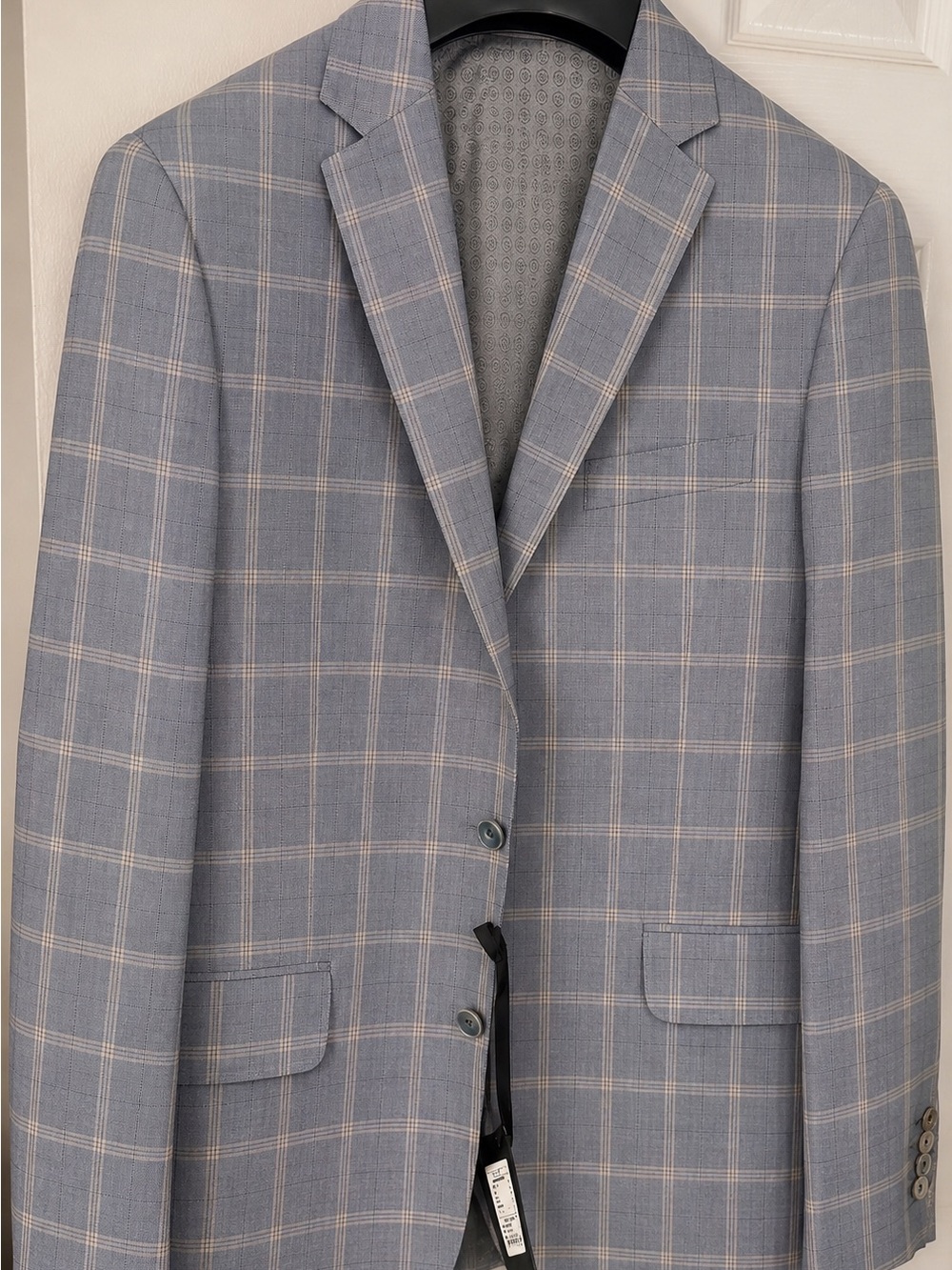 AND Light Blue Windowpane Sport Coat with Cream Check